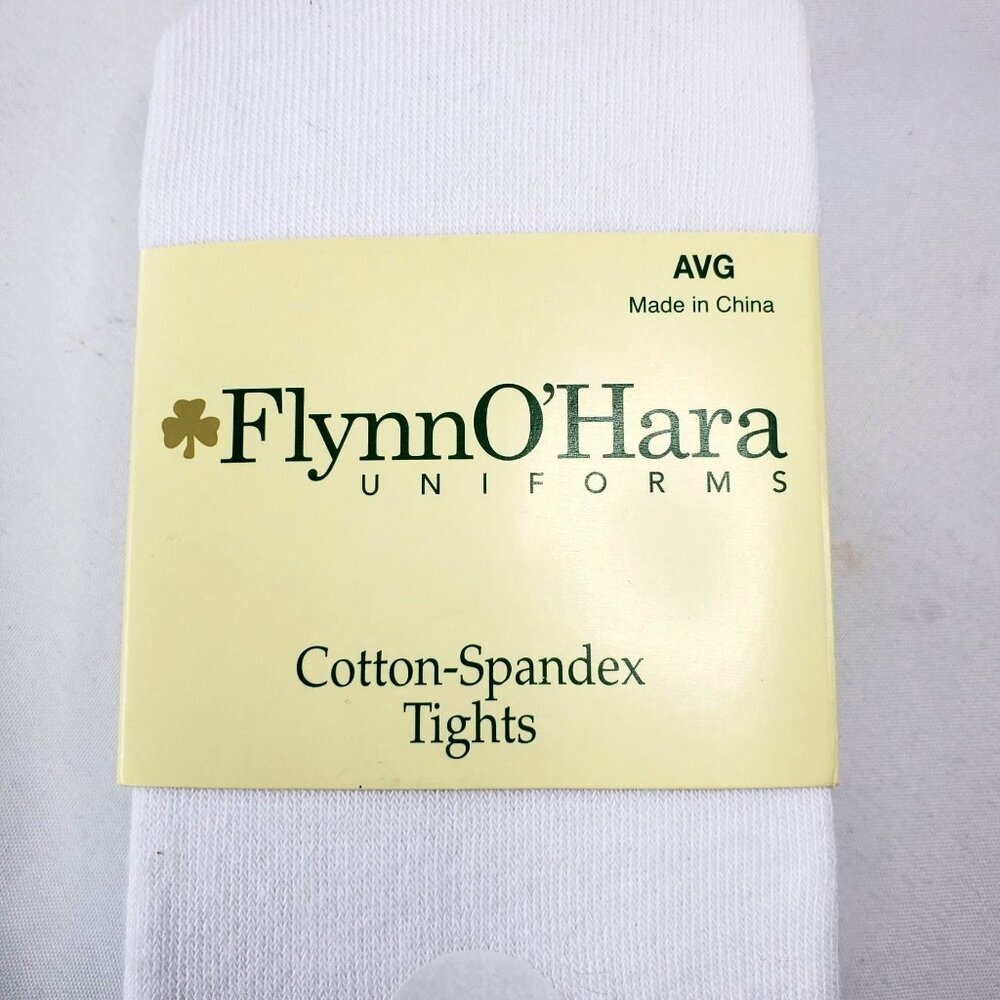 Flynn & OHara Cotton-Spandex White Tights AVG Smooth Comfort Toe - Picture 3 of 7